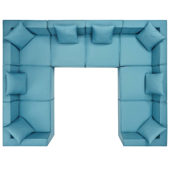 Lounge Sectional Sofa Set, Fabric, Blue, Modern Contemporary Urban Design, Outdoor Patio Balcony Cafe Bistro Garden Furniture Hotel Hospitality