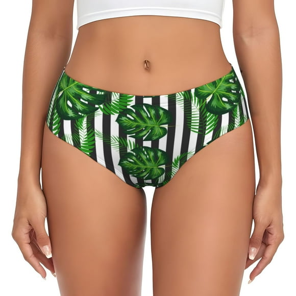 Fotbe Palm Greenery Calzones Estampados para Mujer – Ropa Interior de Algodón, Cómoda, Suave y Elástica-X-Small