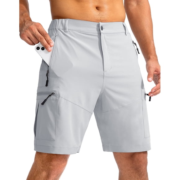 Pantalones cortos cargo de senderismo Pudolla para hombre, color gris brillante, talla M