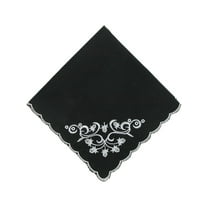 CTM  Cotton Black and White Floral Scroll Handkerchief (Women)