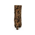 thumbnail image 2 of BLISSFUL STEP Women's Ankle Boots Faux Suede Chunky Heel Side Zipper Slouch Shaft Boots Leopard 9, 2 of 8