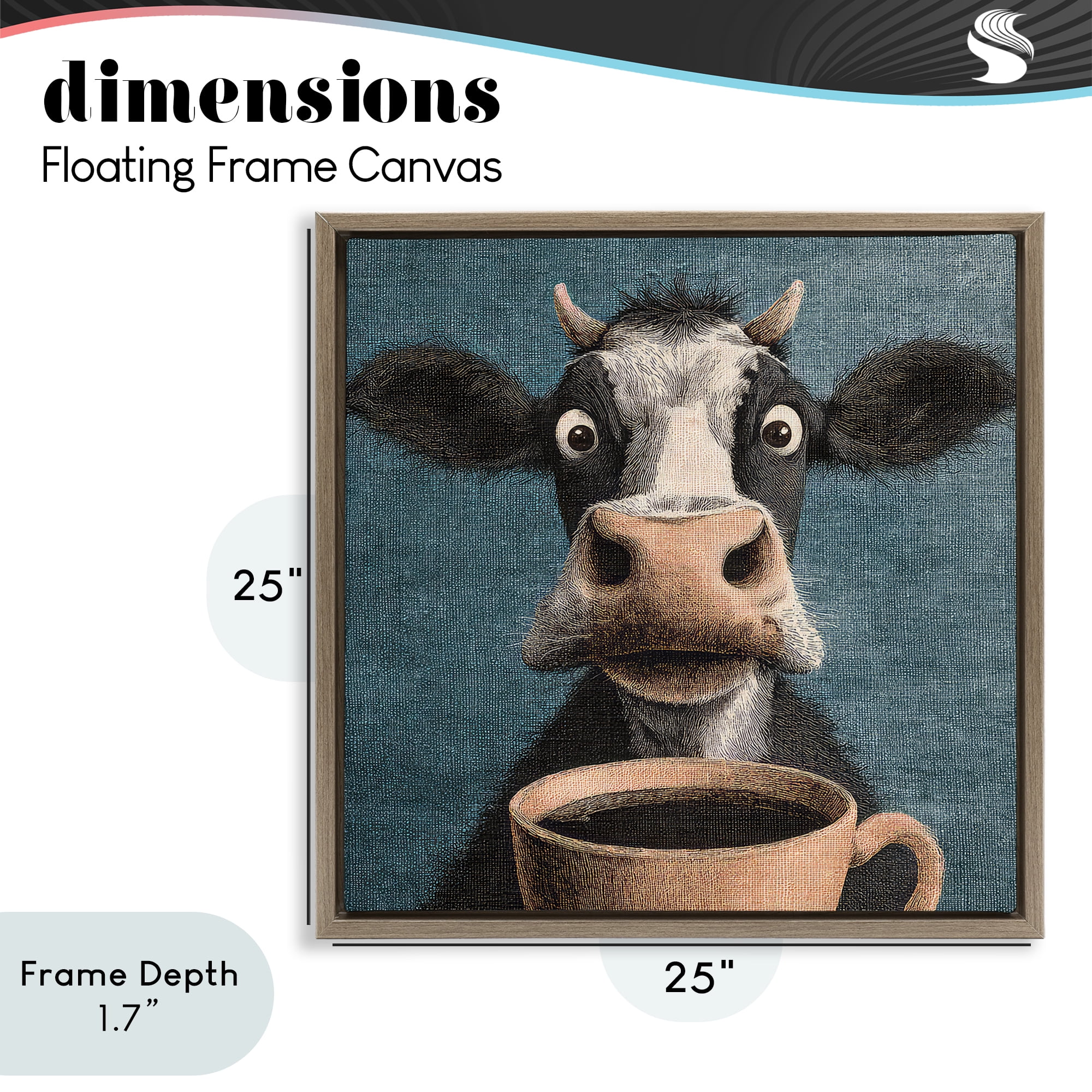 Stupell Industries Grumpy Cow & Coffee Brown Framed Floater Canvas Wall Art, design by The Wands Want