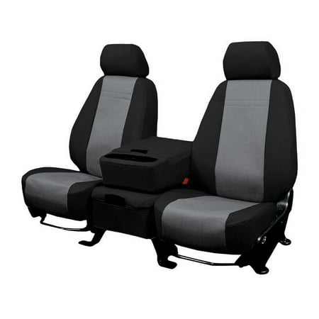 CalTrend Front Buckets DuraPlus Seat Covers for 2015-2023 Ford Transit-150|Transit-250 - FD510-03DD Charcoal Insert with Black Trim
