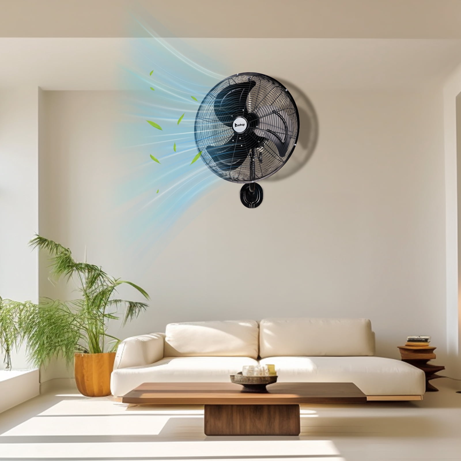 18in High Velocity Wall Mount Fan Oscillating, Industrial Fan with 3 Speed Ventilation,4592CFM Indoor Wall Fan,70 Degree Horizontal Oscillation,Heavy Duty Metal Fan for Commercial,Garage,Work