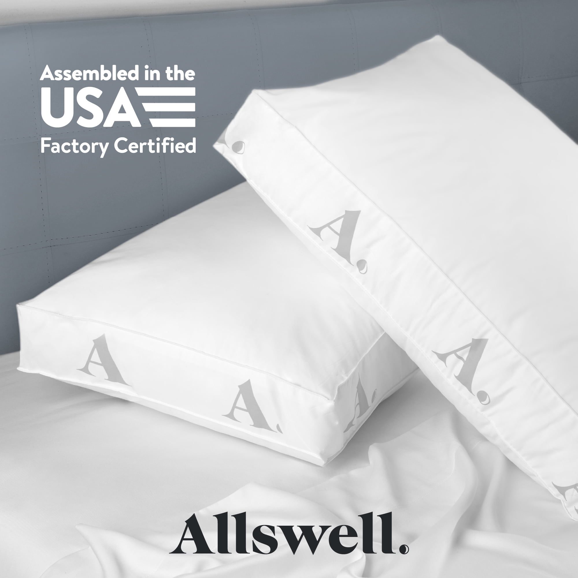 Allswell Side Sleeper Bed Pillow with HYGROCOTTON® Temperature Regulating Cover, Standard/Queen, 2-Pack
