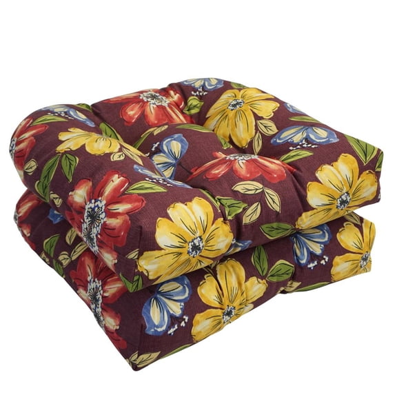 Blazing Needles 93184-2CH-OD-174 19 in. U-Shaped Outddor Dining Chair Cushions, Mcjanice Eggplant - Set of 2