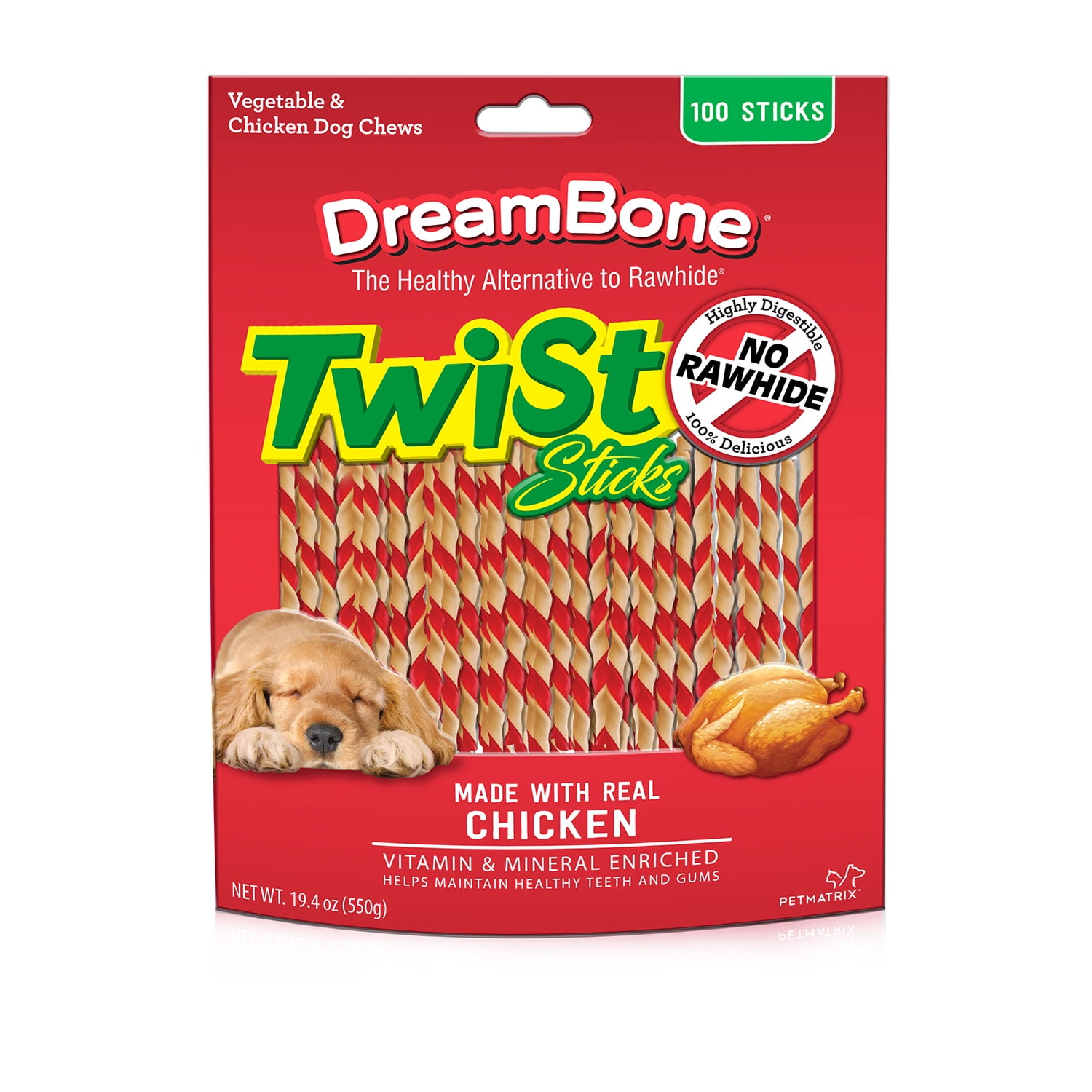 DreamBone Twist Sticks Dog Chews with Real Chicken, 100Count