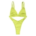 thumbnail image 4 of Women's Bikini Set Solid Color Two Piece Casual Sexy Swimsuit Fashion Beachwear for Vacation Pool Party,Green,L, 4 of 6