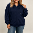 thumbnail image 2 of ABSUYY Women's Zip Up Hoodie, Long Sleeve Drawstring Hooded Sweatshirt with Pockets, Navy,Size 2XL, 2 of 9