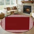 thumbnail image 2 of Red Geometric Large Area Rugs for Bedroom Living Room, Soft Non Slip Carpet Bedside Rug, Country Farm Traditional Chinese Tile Round Floor Cover Kitchen Accent Rug 6' for Dining Room/Office, 2 of 9