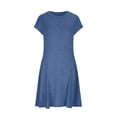 thumbnail image 4 of Xdegoge Fit And Flare Dress for Women Slim Fit Short Sleeve Round Neck Casual Dresses Solid Color Ribbed Knit Spring Dresses Daily Office Party Outfits, 4 of 9