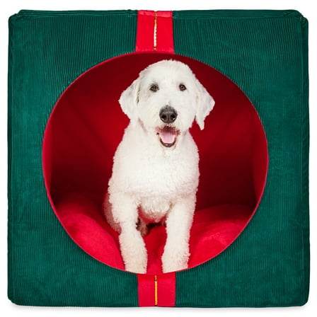 Vibrant Life Holiday Gift Extra Large Pet Bed, Red and Green, 36" x 27" x 36"