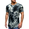 thumbnail image 2 of Men's Sports Shirts Men's Short-sleeved Round Neck Hanging Dyeing Lapel Slim T-shirt Bottom Shirt Fashion Sports Casual Shirt Tops Daily Top Blouse, 2 of 5