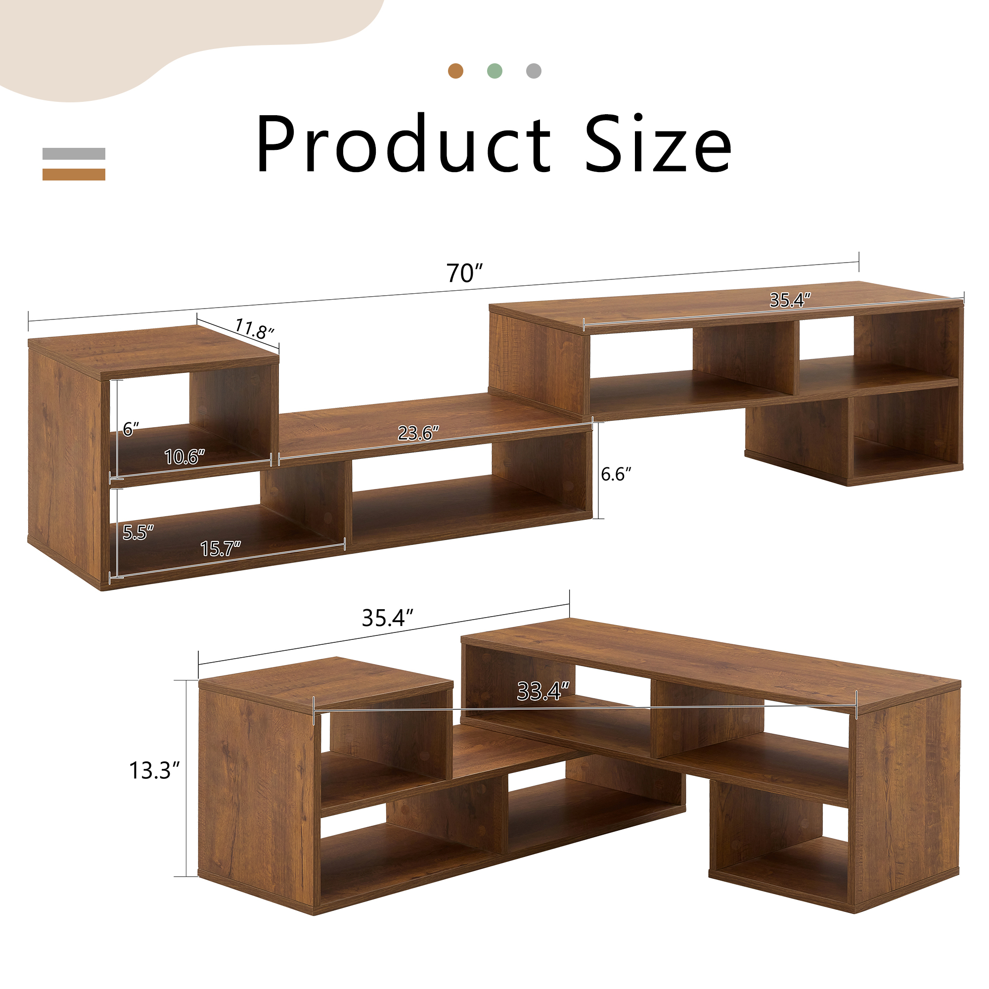 Leumius 2 Pieces Cube TV Stand for TVs up to 70 Free Combination Media Stand,Open Storage Bookcase Shelf for Living Room
