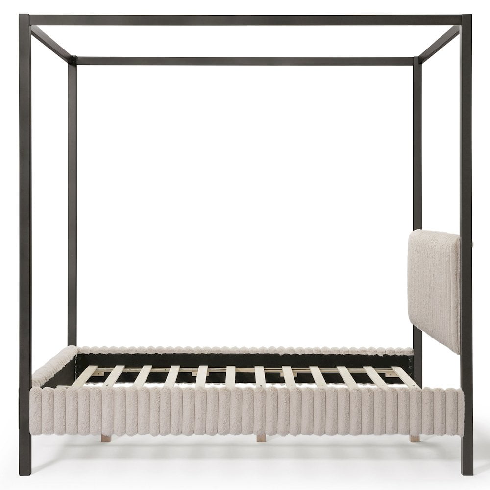 Furniture of America Elra Adult Queen Wood Mattress Ready Bed with Canopy Frame, Light Brown