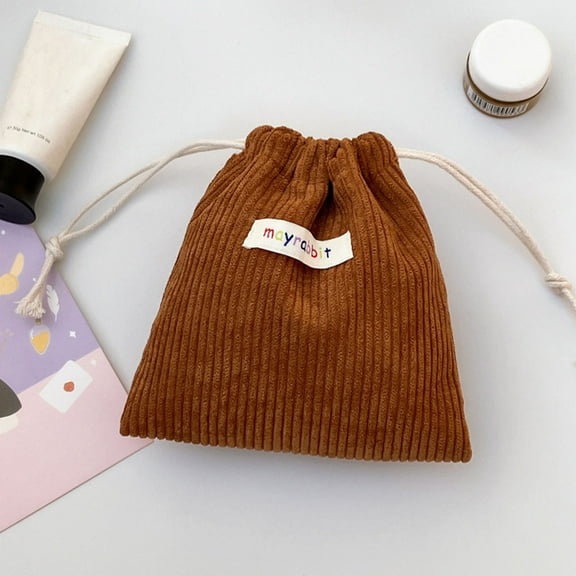 Pompotops Clearance Sales Corduroy Elastic Hair Tie Organizer Fragment Mouth Red Envelope Portable Cosmetic Storage Bag