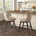 thumbnail image 2 of Maklaine 25.75" Fabric and Solid Wood Swivel Counter Stool - Beige, 2 of 9