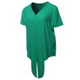 thumbnail image 3 of A2Y Women's Loose Fit Short Sleeve Button Down Front Tie Top Kelly Green XL, 3 of 7