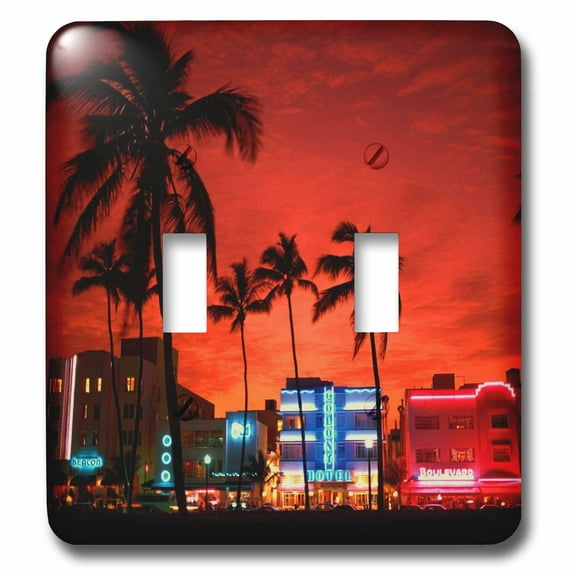 3dRose, South Beach Sunset Night, double toggle switch