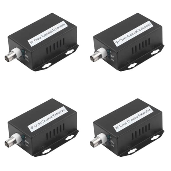 4Pcs Ethernet IP Extender over Coax HD Network Kit EoC Coaxial Cable Transmission Extender for Security CCTV Cameras(B)