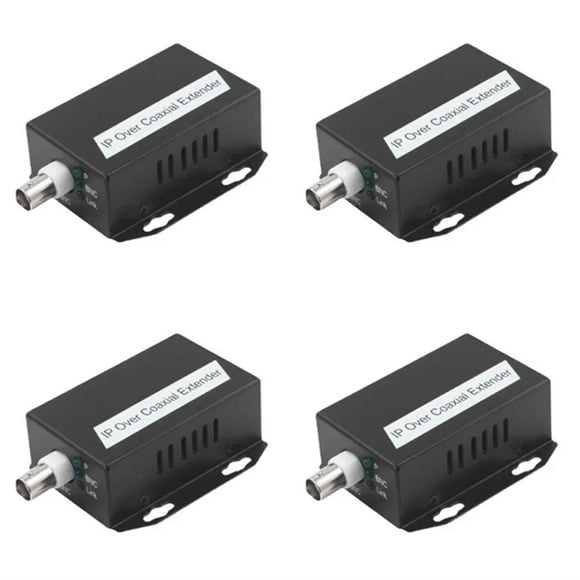 4Pcs Ethernet IP Extender over Coax HD Network Kit EoC Coaxial Cable Transmission Extender for Security CCTV Cameras(B)