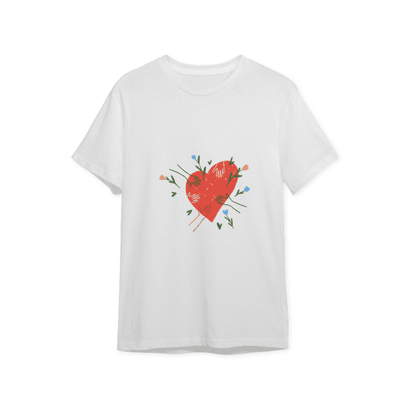 Short Sleeve Tee white color heart shape pattern Girl kids like