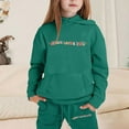 thumbnail image 3 of Little Outfits for Girls Sets Casual Winter Wear Trendy Printed Hooded Sweatshirt Cute Girls' Fall Clothing Sets Dark Green Size 6-7T, 3 of 4