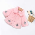 thumbnail image 2 of Owordtank Toddler Girls Faux Fur Coat Cute Cartoon Embroidery Lapel Button Plush Warm Winter Outerwear, 2 of 6
