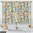 thumbnail image 1 of Colorful Leaves Kitchen Curtains - Floral Spring Botanical Tier Cafe Curtains Farmhouse Country Small Window for Bathroom Living RV Rod Pocket Window Drapes 36 Inch 2 Panels Set 28 "x36, 1 of 5