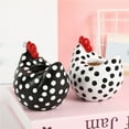 thumbnail image 4 of Black and White Spotted Chicken Ornament, Resin Decor Hen Jar Indoor Decorations, 4 of 6