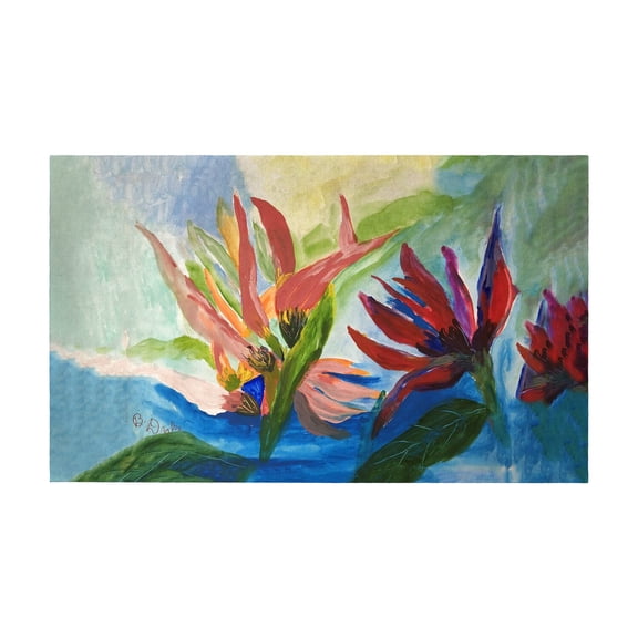 Betsy Drake Interiors Flaming Flowers Door Mat 30x50