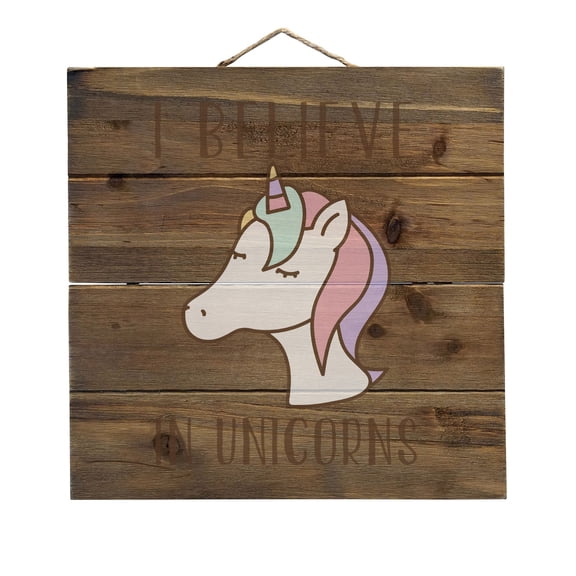 I Believe in Unicorns - Decorative REAL WOOD Wall Art - Faux Pallet Look