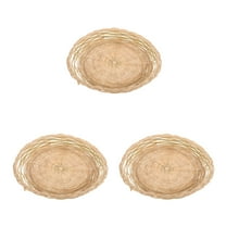 FRCOLOR 3pcs Rattan Round Tray Bread Serving Dish Woven Snacks Basket Natural Food Serving Basket Wicker Kitchen Storage Tray for Fruits Vegetables