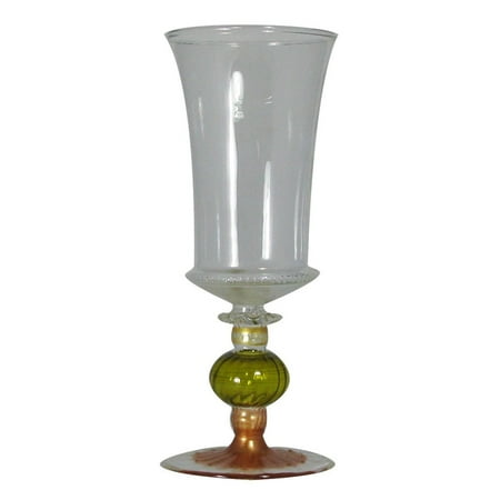 - Set of 2 Clear Acorn Wine Drinking Goblets with Hand Painted Stem 7.75