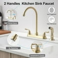 thumbnail image 4 of Gold Kitchen Faucet with Side Sprayer - 2 Handles 8 Inches Centerset Sink Faucets 3 or 4 Hole RV Kitchen Sink Faucet Commercial Lead-Free Utility Faucet with High Pressure Sprayer & Water Hose, 4 of 6