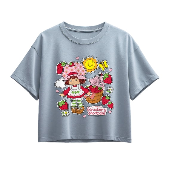 Strawberry Shortcake - Strawberry Stickers Short Sleeve Boxy Graphic T-Shirt