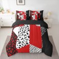 thumbnail image 2 of Homewish Fashion Stars Teens Bedding Comforter Set 7-Piece, Modern Zebra Cheetah Print King Bedding Sets, Chic Red Polkadots Reversible Bed Sheets, Breathable Home Decor, 2 of 7