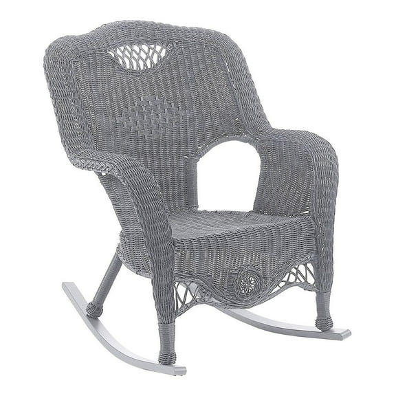 International Caravan Riviera Resin Wicker/ Aluminum Outdoor Rocking Chair, Weathered Grey