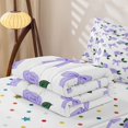 thumbnail image 5 of Homewish Purple Coquette Bowknot Girls Zipper Twin Comforter Sets with Fitted Sheet and 2 Pillowcases,Rustic Plant Flowers Zipper Bedding Set For Kids,Reversible,4-Piece, 5 of 7
