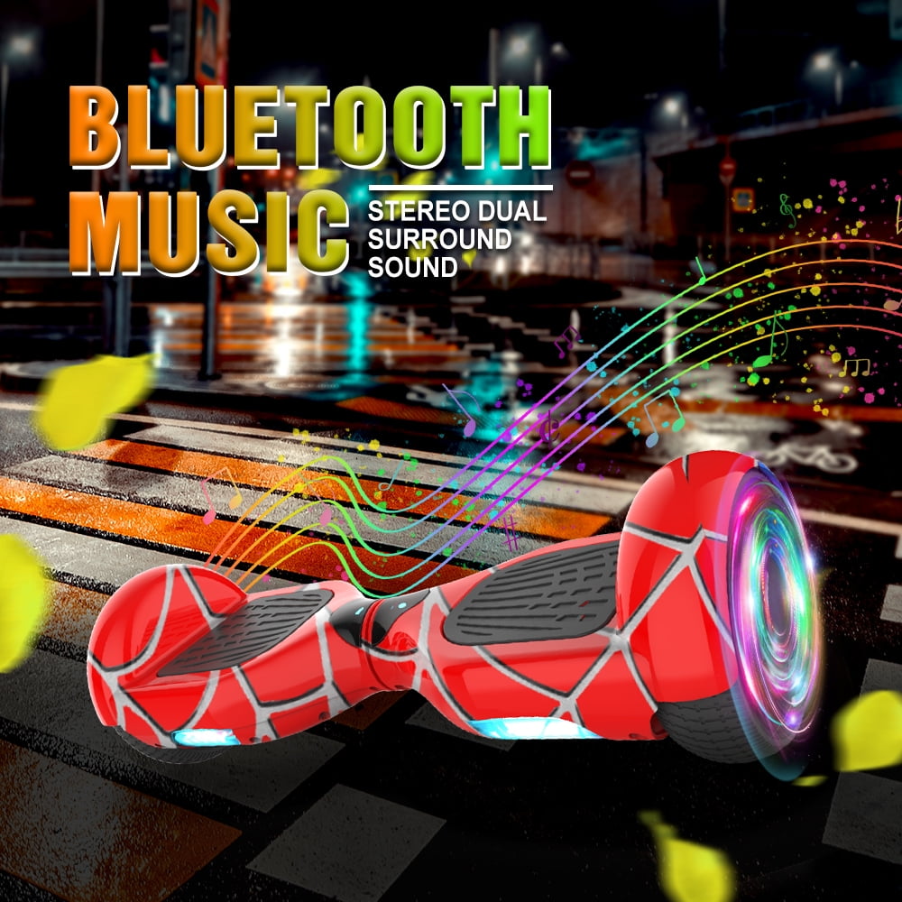 Bluetooth Hoverboard for Kids, Spider Color and Chrome Color Self Balancing Scooter Built-in Wireless Speaker and Flashing Wheels