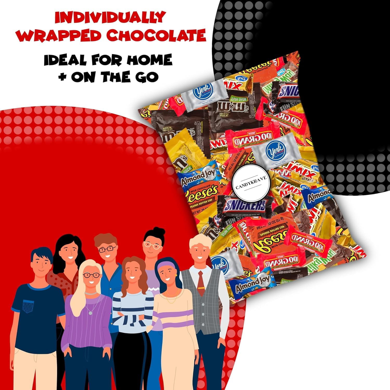 CandyKrave Assorted Chocolate Candy Variety Pack - 3 lbs Fun Size Chocolate Assortment - Individually Wrapped Bulk Chocolate Candy Mix - Delicious Sweets for Kids, Adults, Pantry, Office & Birthdays