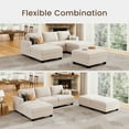 thumbnail image 4 of HONBAY 94” Beige Corduroy Sectional Sofa Bed Convertible Sleeper Sofa with Storage Ottomans for Living Room, 4 of 8