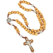 Rosary Beads Catholic - Wood Cross Necklace for American Men Women Rosary Necklace