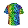 thumbnail image 3 of Uemuo Multicolored Butterflies Printed Regular Fit Short Sleeve Casual Hawaiian Shirt for Men,Aloha shirt,Tropical shirt,Floral print shirt,Vacation Beach shirt-X-Large, 3 of 9