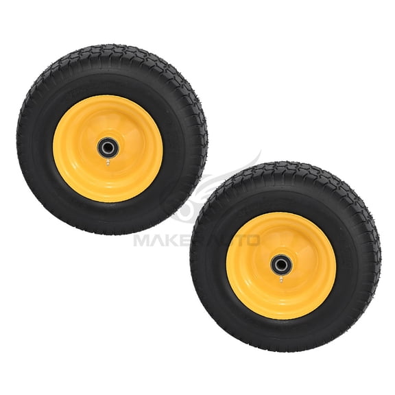 Pair of 16x6.50-8 Tubeless Tires & Wheels for Lawn Mower and Garden Tractor