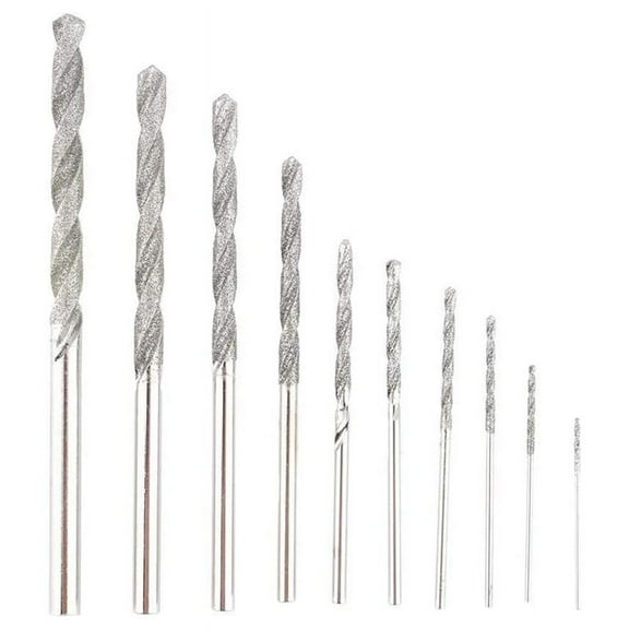 10 Pieces Diamond Drill Bits Set Twist Diamond Tip Drill Bit Heavy