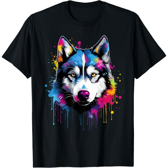 Colorful Siberian Husky Dog Vintage Funny Gifts For Lover Dog T-shirt