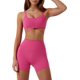 thumbnail image 1 of ABOCIW Conjuntos de entrenamiento para mujer 2 piezas Twist Front Halter sujetadores deportivos cintura alta botín pantalones cortos ejercicio gimnasio yoga traje, 1 of 4