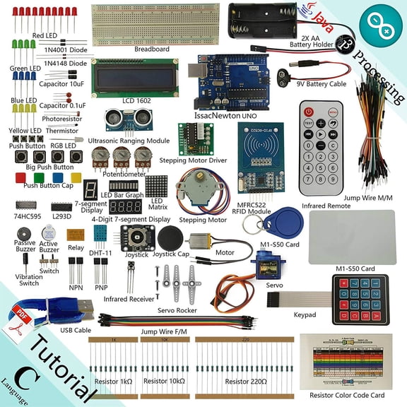 RF Starter Kit V2.0 with 190 Components, 55 Types Set, 49 Beginner Lessons, Compatible with UNO R3, MEGA, Nano & Micro
