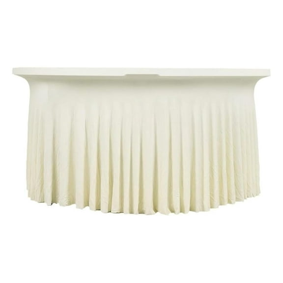 6ft Wavy Spandex Round Tablecloth - Fitted Table Cover for Wedding Events, Reception, Catering - Stretch Table Skirt